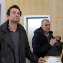 Андрей Чернышов и Вячеслав Разбегаев на съемках сериала "Ледников"