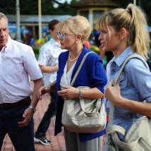 Александр Половцев, Марина Дюжева и Вера Брежнева на съемках фильма "Джунгли"