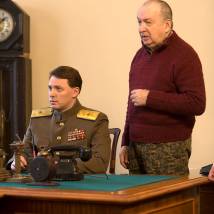 Борис Лазарев и Александр Печенин на съемках фильма "Хоккейные игры"
