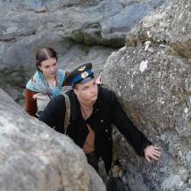 Ярослав Жалнин и Ольга Иванова на съемках фильма "Гагарин. Первый в космосе"