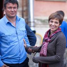 Олег Тактаров и Нелли Уварова на съемках сериала "Бывшая жена"