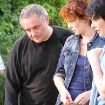 Ольга Погодина, Юрий Морозов, Ирина Сидорова на съемках сериала "Бабий бунт, или Война в Новоселково"