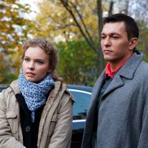 Станислав Эрклиевский, Полина Сыркина на съемках сериала "Мама-детектив"