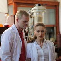 Виктор Потапешкин и Кристина Казинская на съемках сериала "Схватка"