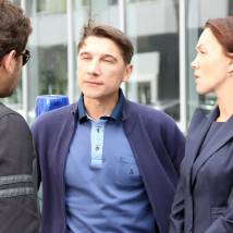 Дарья Мороз, Сергей Угрюмов на съемках сериала "Департамент"