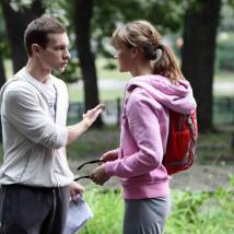 Илья Иосифов и Алена Криг на съемках сериала "Спасти босса"