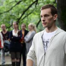 Илья Иосифов на съемках сериала "Спасти босса"
