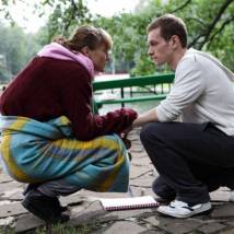 Алена Криг и Илья Иосифов на съемках сериала "Спасти босса"