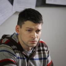 Даниил Страхов на съемках сериала "Принцип Хабарова"