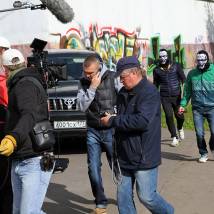 На съемках фильма "Околофутбола"