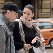 Александр Новиков и Анна Ковальчук на съемках сериала "Тайны следствия 12"