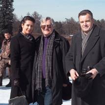 Лидия Арефьева, Юрий Кара и Валерий Гришко на съемках фильма "Главный"