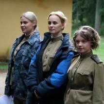 Ольга Шувалова, Наталия Быстрова и Анна Рыцарева на съемках фильма "Не покидай меня"