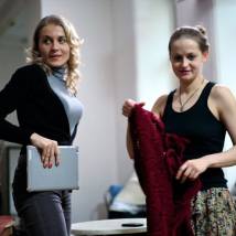 Анна Багмет и Яна Сексте на съемках фильма "Четыре женщины"