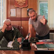 Сергей Гармаш и Олег Галин на съемках фильма "Путевка в жизнь"