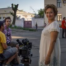 Евгения Дмитриева на съемках фильма "Виолетта из Атамановки"