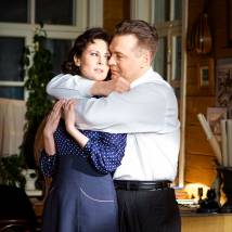 Ольга Погодина, Константин Милованов на съемках сериала "Власик. Тень Сталина"