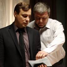 Евгений Цыганов и Александр Робак на съемках фильма "С чего начинается Родина"