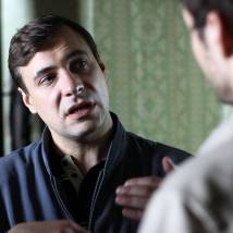 Евгений Цыганов на съемках фильма "С чего начинается Родина"