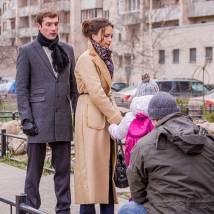 На съемках фильма "Женщина в беде"