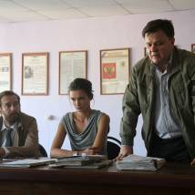 Константин Хабенский, Паулина Андреева и Сергей Беляев на съемках сериала "Метод"