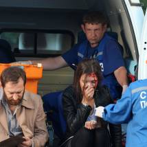 Константин Хабенский, Паулина Андреева на съемках сериала "Метод"