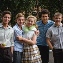 Алексей Веселкин-мл., Александр Петров, Зоя Бербер, Филипп Горенштейн и Максим Емельянов на съемках фильма "Фарца"
