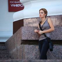 Евгения Брик на съемках сериала "Темный мир: Равновесие"