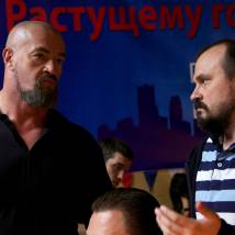 Сергей Бадюк и Вячеслав Воробьев на съемках фильма "Третий поединок"