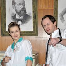 Дарья Хорошилова и Иван Шибанов на съемках сериала "Практика"