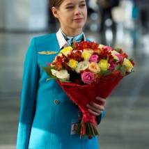 Екатерина Шпица на съемках фильма "Экипаж"