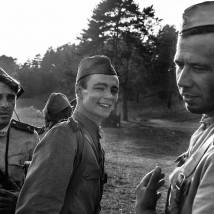 Андрей Мерзликин, Илья Коробко и Микаэл Джанибекян на съемках фильма "Единичка"