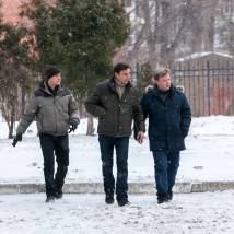 Илья Оболонков, Игорь Лагутин и Андрей Савостьянов на съемках сериала "Кодекс чести 7"