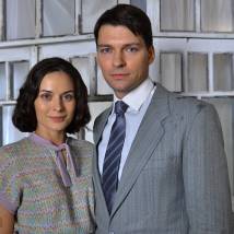 Екатерина Олькина и Даниил Страхов на съемках сериала "Семейный альбом"
