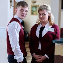 Максим Емельянов, Анна Шерлинг на съемках сериала "Любопытная Варвара 3"