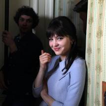 Юлия Хлынина на съемках сериала "Таинственная страсть"