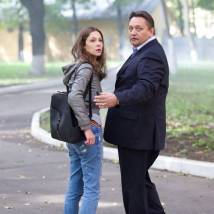 Елена Лядова и Александр Клюквин на съемках фильма "Измены"