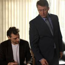 Владимир Кошевой и Сергей Апрельский на съемках фильма "Опасное заблуждение"