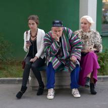 Сергей Жигунов, Жанна Эппле на съемках сериала "Беглые родственники"