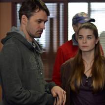 Павел Трубинер, Валерия Бурдужа на съемках сериала "Второе зрение"