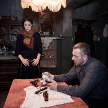 Максим Дрозд, Анастасия Немец на съемках сериала "Штрафник"