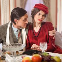 Юрий Чурсин, Юлия Галкина на съемках сериала "Черная кошка"