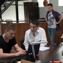 Гела Месхи и Константин Юшкевич на съемках сериала "Вышибала"