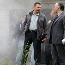 Анатолий Гущин и Вадим Демчог на съемках сериала "Отдел"