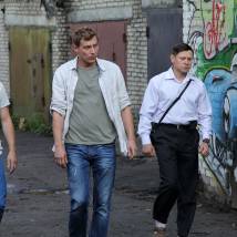 Александр Бухаров, Илья Гавриленков и Анатолий Гущин на съемках сериала "Отдел"