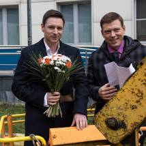 Владимир Жеребцов и Сергей Лавыгин на съемках сериала "Мамочки. Второй сезон"