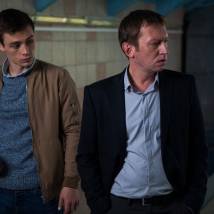 Михаил Трухин, Илья Коробко на съемках сериала "Секретарша"