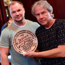 Петр Корягин и Вячеслав Михайлов на съемках фильма "Дедушка"