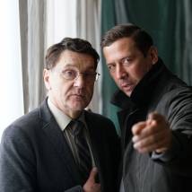 Сергей Маковецкий, Андрей Мерзликин на съемках фильма "Трасса смерти"