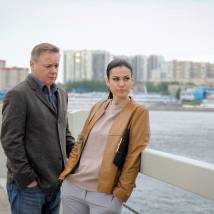 Игорь Николаев и Анна Ковальчук на съемках сериала "Тайны следствия 16"